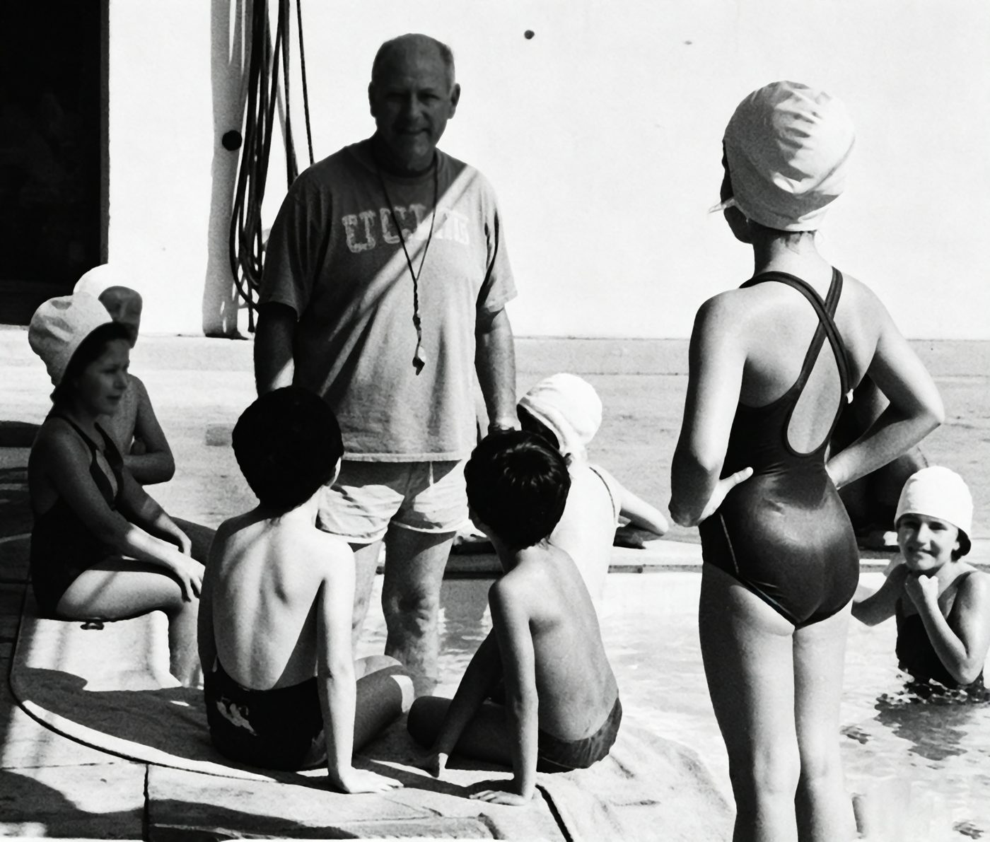 Students during a swim lesson in the campus pool