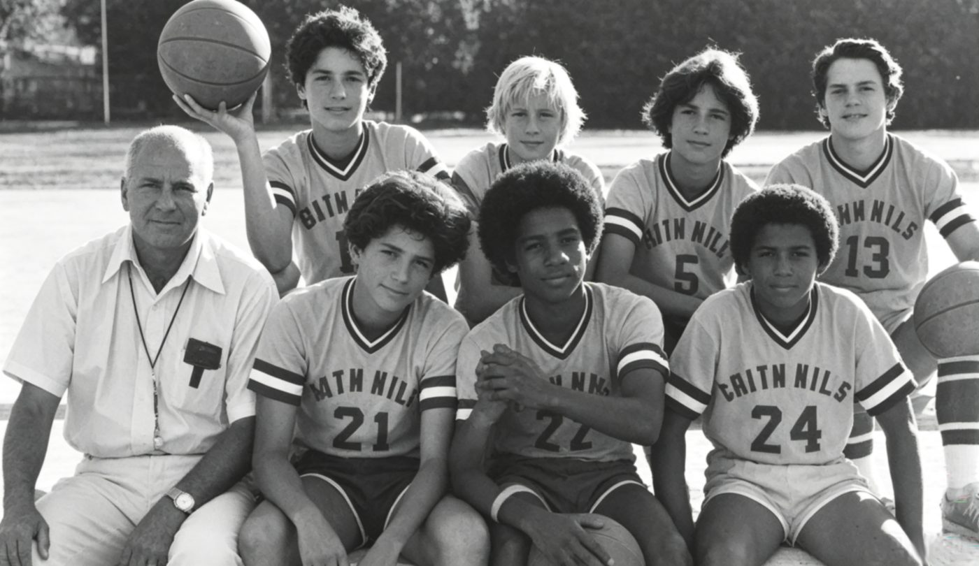 The South Hills Academy boys' basketball team with their coach