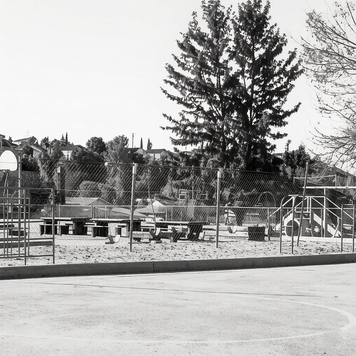 The South Hills Academy play yard and basketball courts