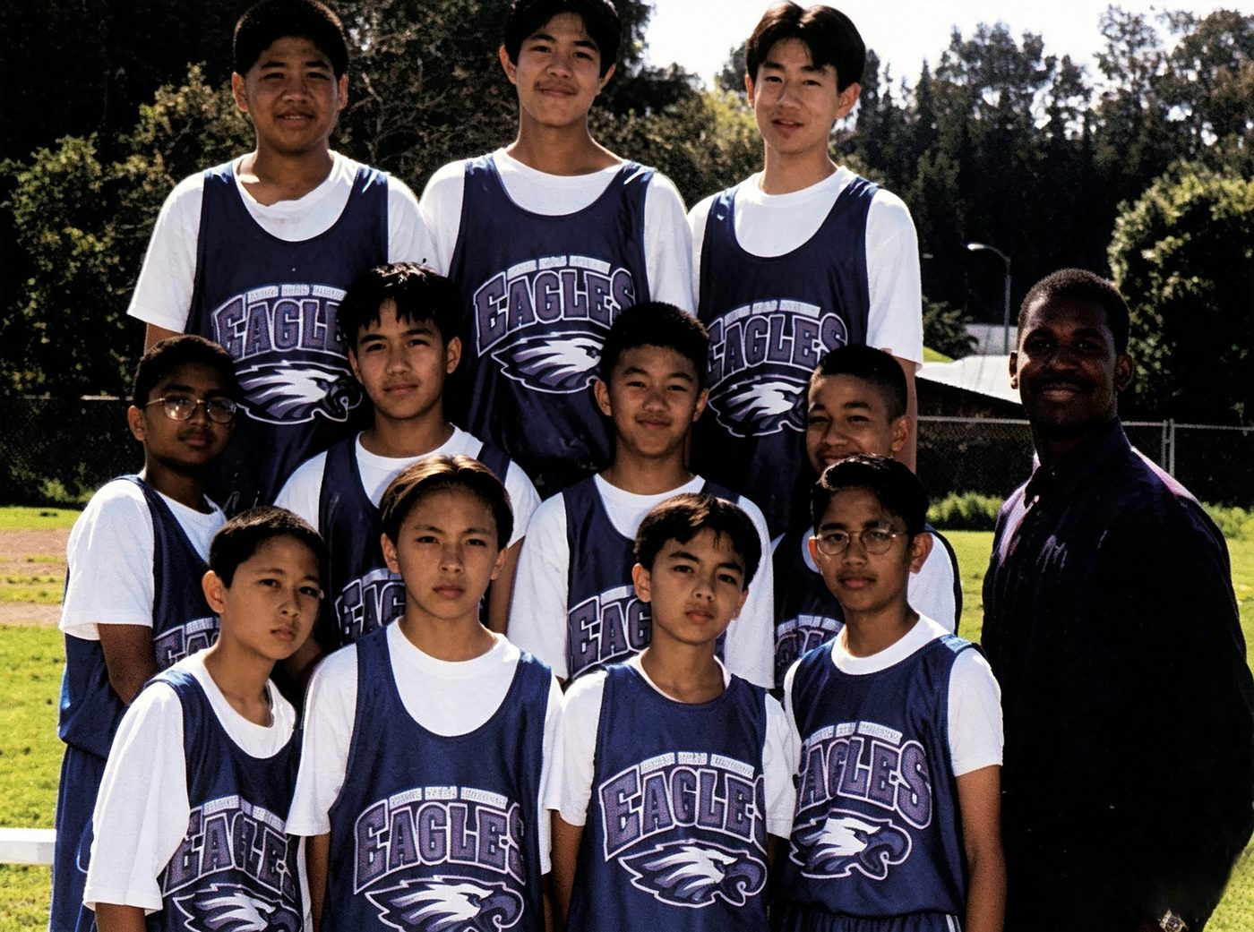 The South Hills Eagles team in navy jerseys with the eagle logo
